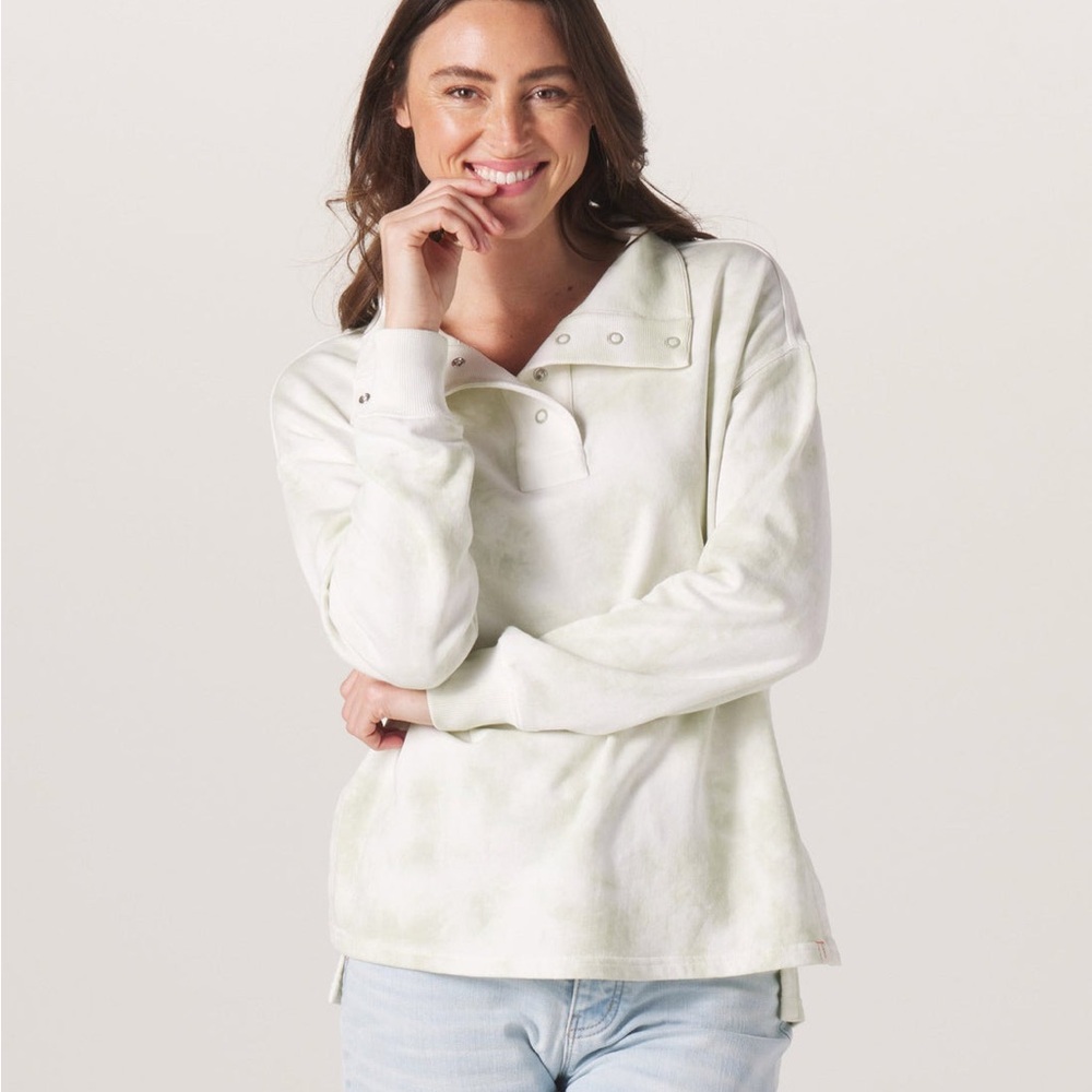 The Normal Brand Sage Tie Dye Cole Terry Snap Pullover, M, NWT